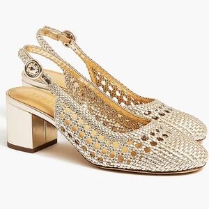 J.Crew Gold Woven Slingback Heels
